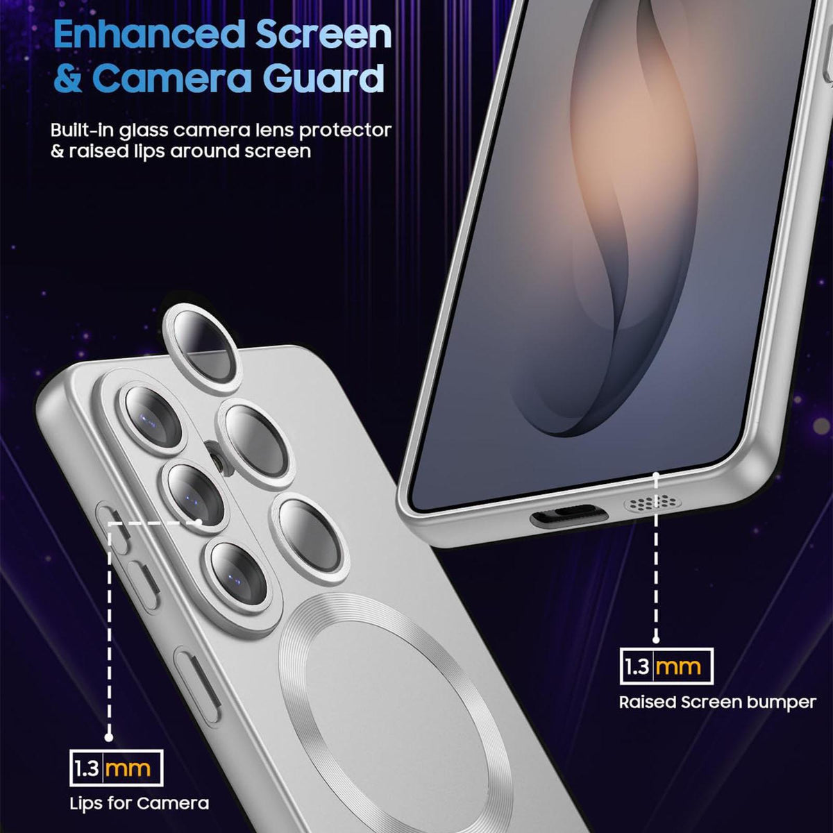 For Galaxy S26 FE 5G Ultra thin Metallic TPU MagSafe Phone Case with Lens Film - Silver - SYA003492702C