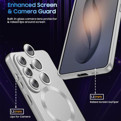 For Galaxy S26 FE 5G Ultra thin Metallic TPU MagSafe Phone Case with Lens Film - Silver - SYA003492702C