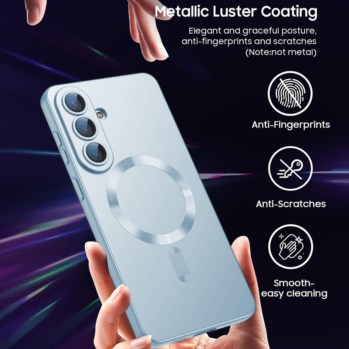 For Galaxy S26 FE 5G Ultra thin Metallic TPU MagSafe Phone Case with Lens Film - Sierra Blue - SYA003492702D