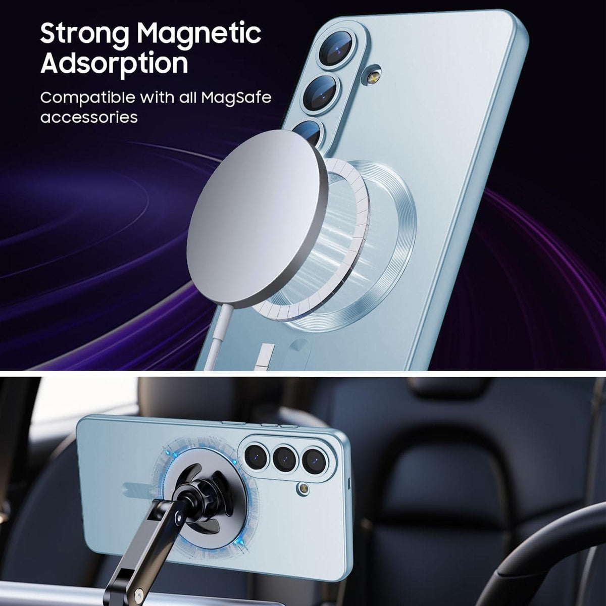 For Galaxy S26 FE 5G Ultra thin Metallic TPU MagSafe Phone Case with Lens Film - Sierra Blue - SYA003492702D