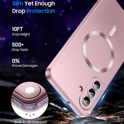 For Galaxy A37 5G Ultra thin Metallic TPU MagSafe Phone Case with Lens Film - Pink - SYA003492707A