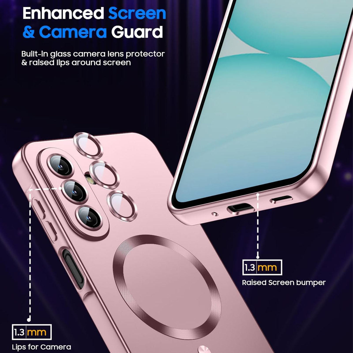 For Galaxy A56 5G Ultra thin Metallic TPU MagSafe Phone Case with Lens Film - Pink - SYA003492712A