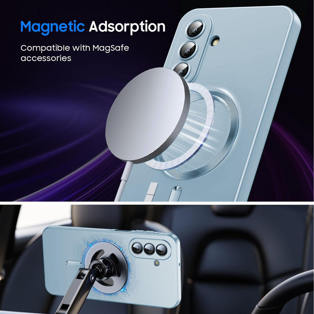 For Galaxy A56 5G Ultra thin Metallic TPU MagSafe Phone Case with Lens Film - Sierra Blue - SYA003492712D
