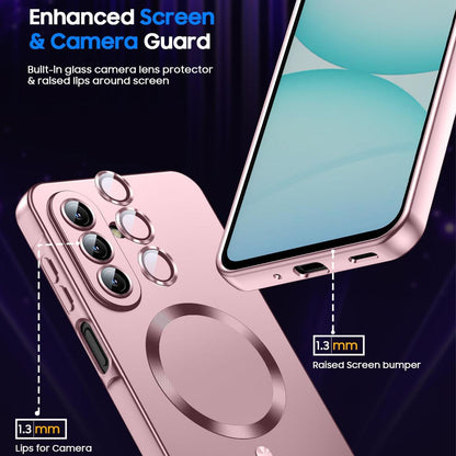 For Galaxy A26 5G Ultra thin Metallic TPU MagSafe Phone Case with Lens Film - Pink - SYA003492713A