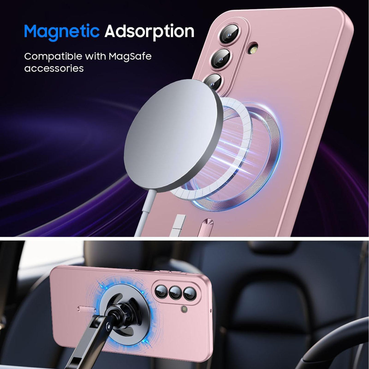 For Galaxy A26 5G Ultra thin Metallic TPU MagSafe Phone Case with Lens Film - Pink - SYA003492713A