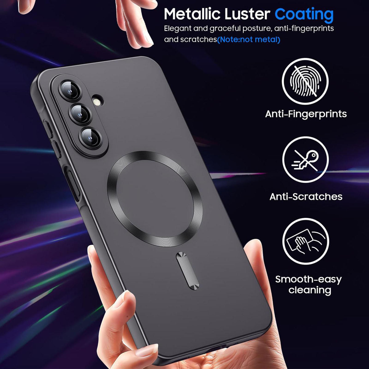 For Galaxy A26 5G Ultra thin Metallic TPU MagSafe Phone Case with Lens Film - Black - SYA003492713B