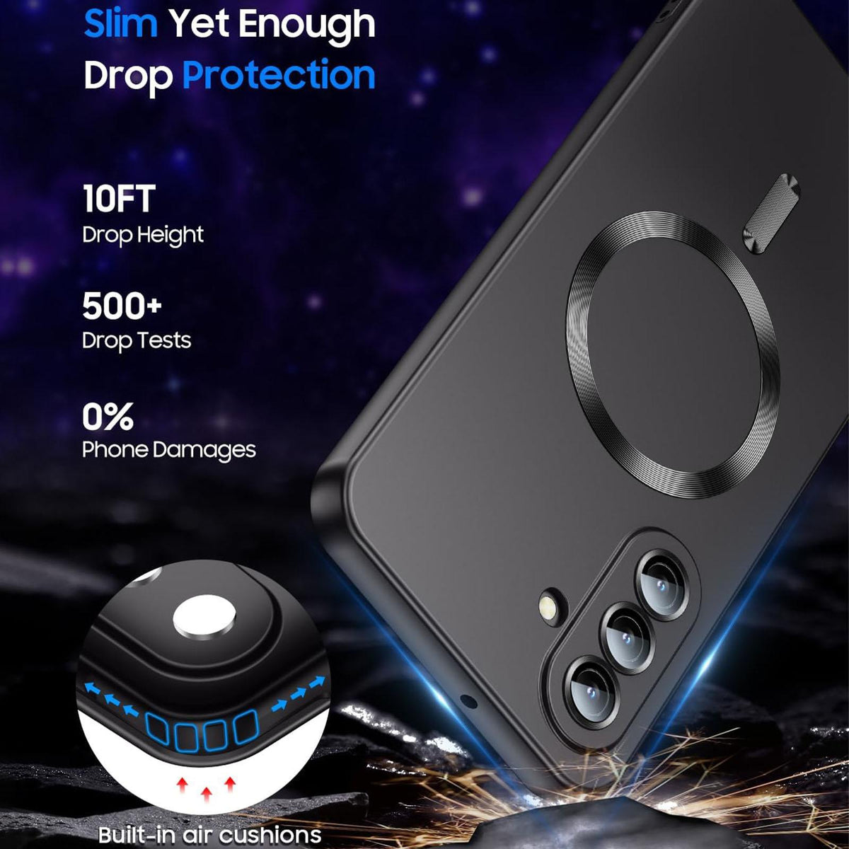 For Galaxy A26 5G Ultra thin Metallic TPU MagSafe Phone Case with Lens Film - Black - SYA003492713B