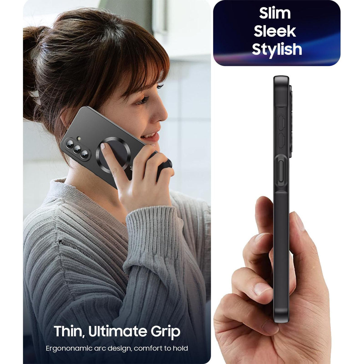 For Galaxy A26 5G Ultra thin Metallic TPU MagSafe Phone Case with Lens Film - Black - SYA003492713B