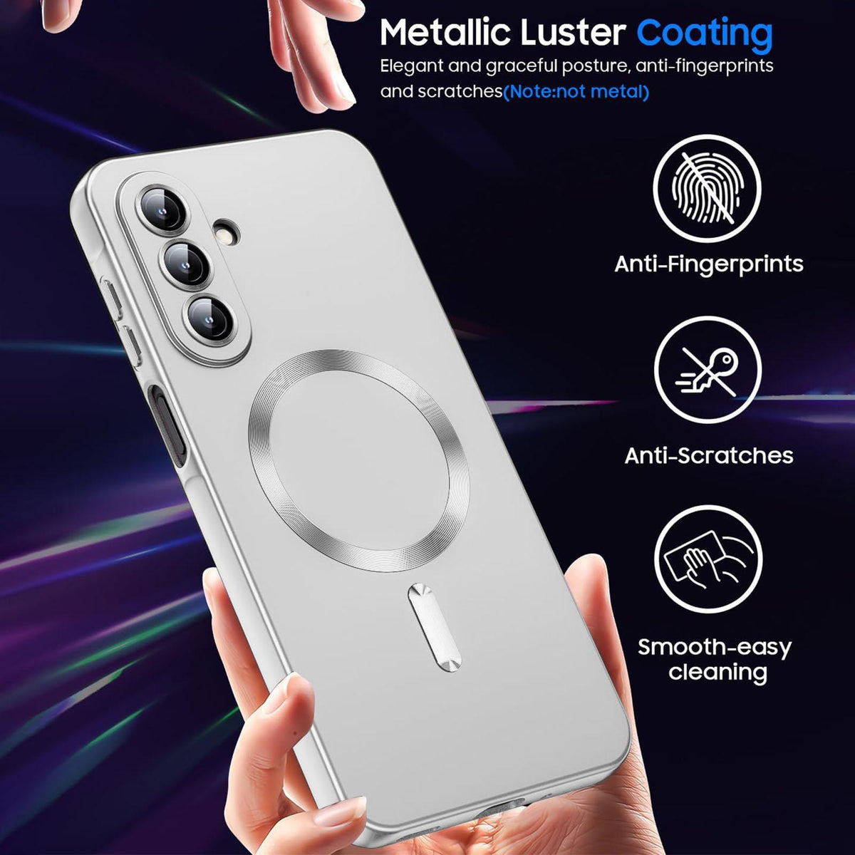 For Galaxy A26 5G Ultra thin Metallic TPU MagSafe Phone Case with Lens Film - Silver - SYA003492713C