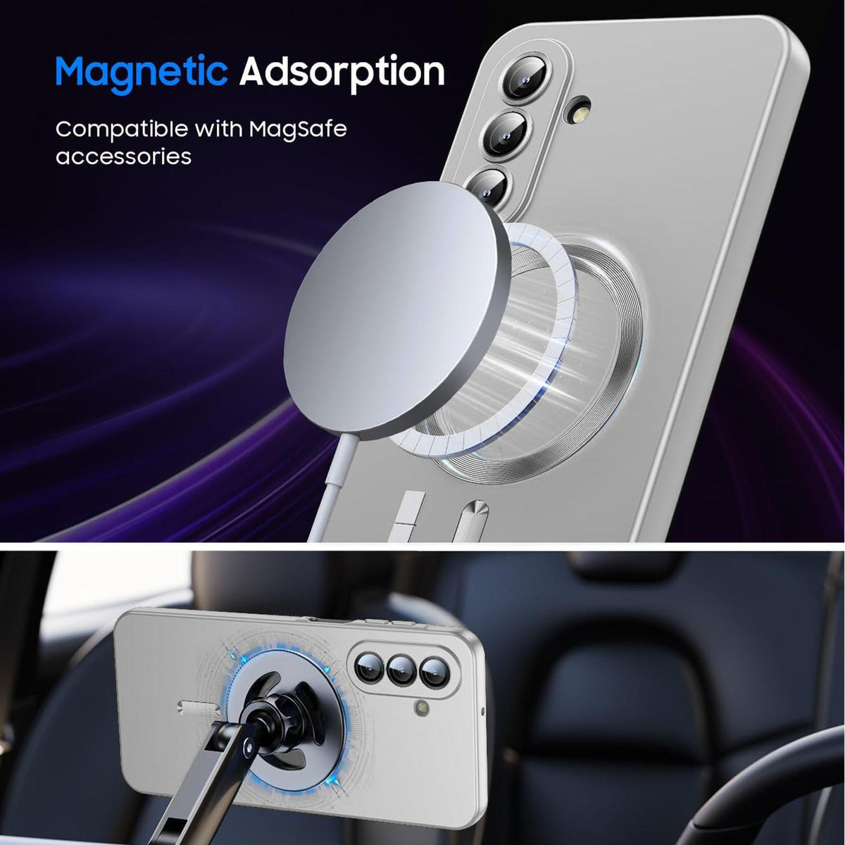 For Galaxy A26 5G Ultra thin Metallic TPU MagSafe Phone Case with Lens Film - Silver - SYA003492713C