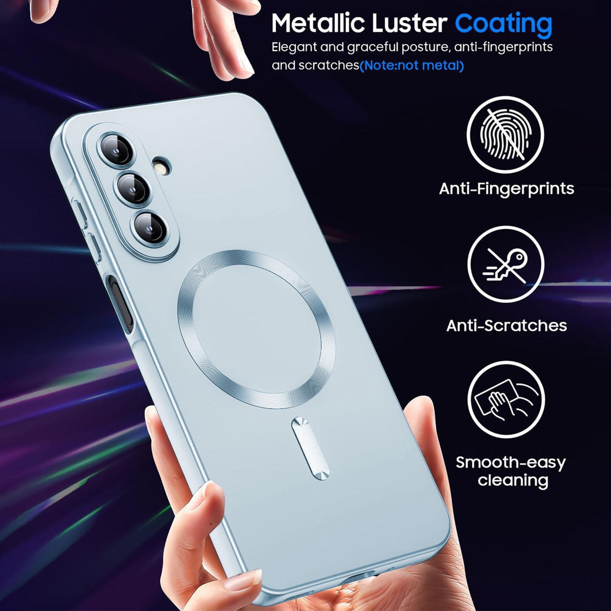 For Galaxy A26 5G Ultra thin Metallic TPU MagSafe Phone Case with Lens Film - Sierra Blue - SYA003492713D