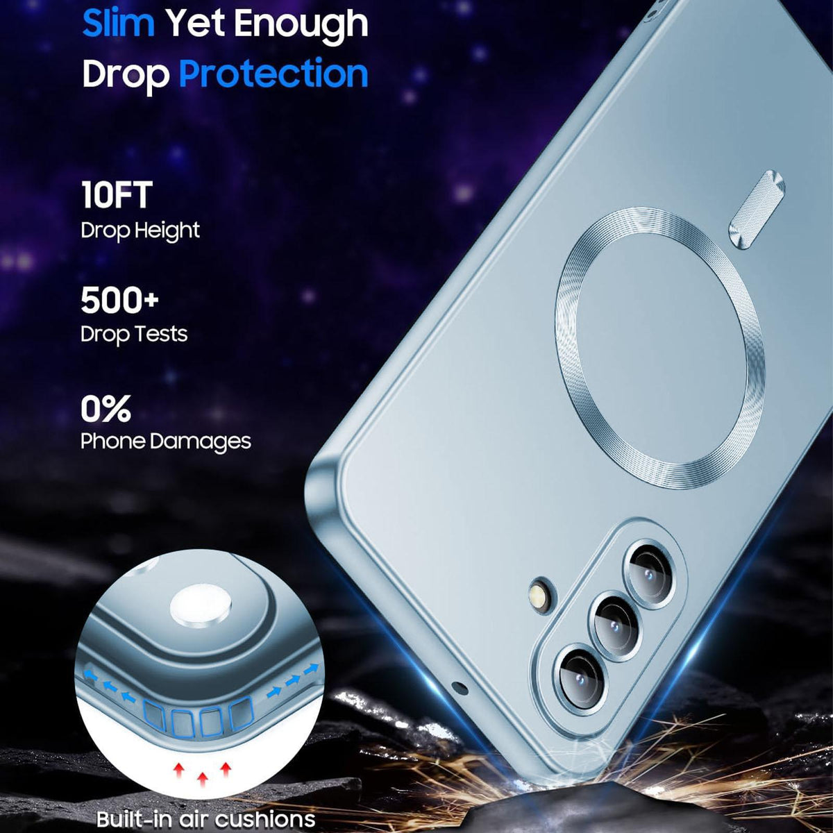 For Galaxy A26 5G Ultra thin Metallic TPU MagSafe Phone Case with Lens Film - Sierra Blue - SYA003492713D