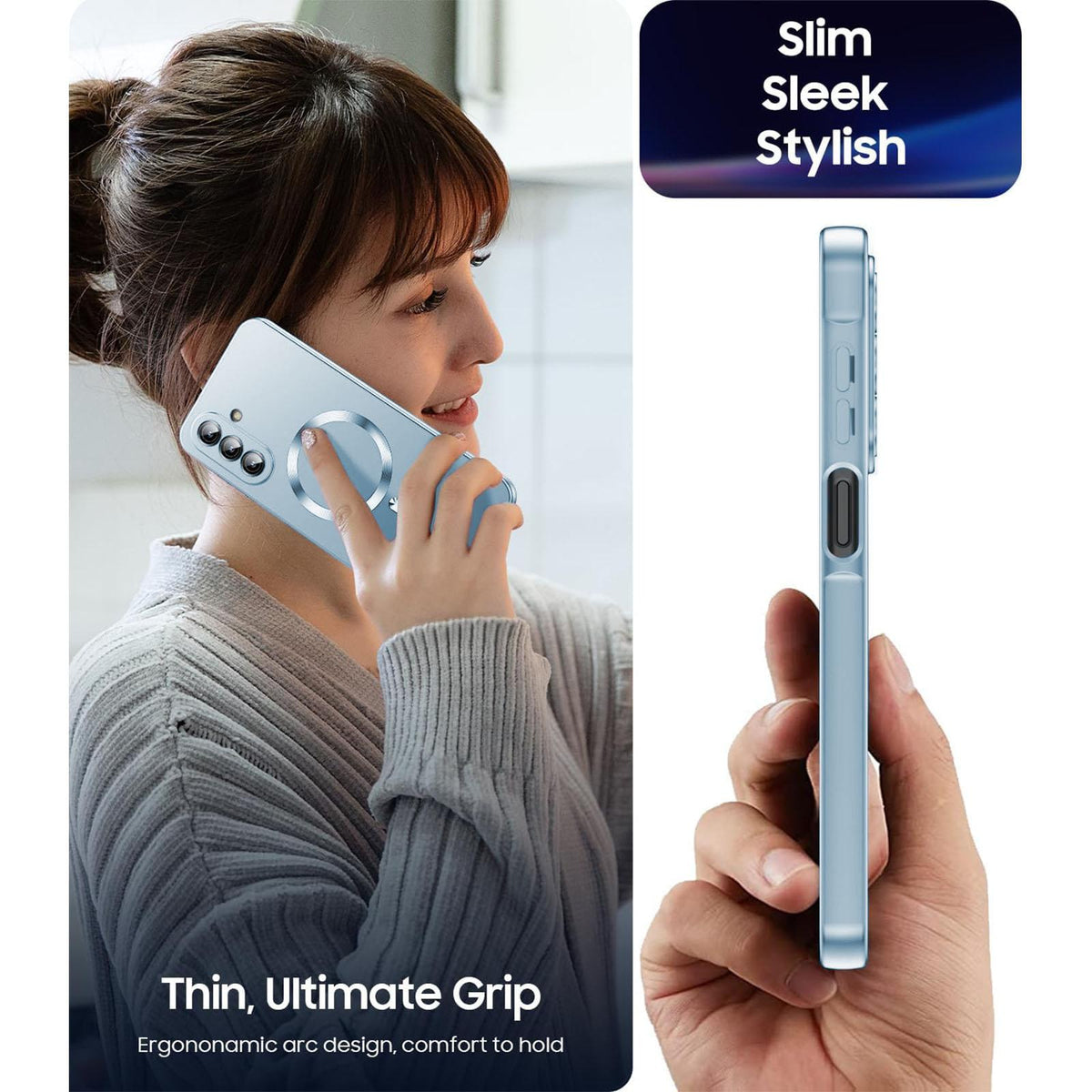For Galaxy A26 5G Ultra thin Metallic TPU MagSafe Phone Case with Lens Film - Sierra Blue - SYA003492713D