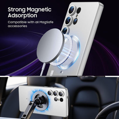 For Galaxy S25 Ultra 5G Ultra thin Metallic TPU MagSafe Phone Case with Lens Film - Silver - SYA003492718C