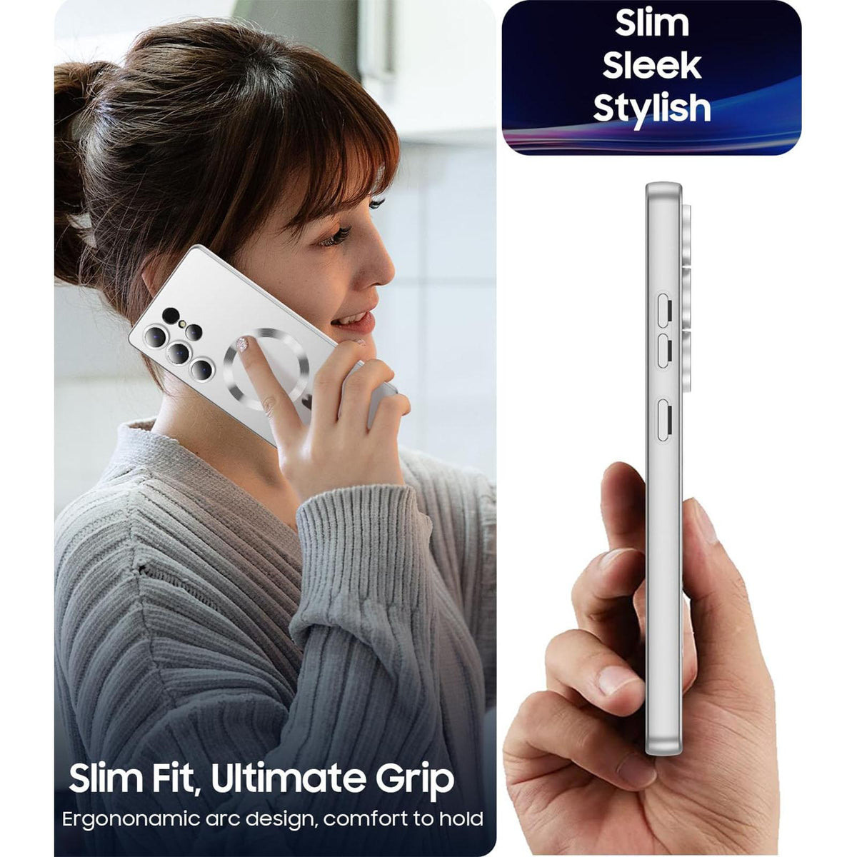 For Galaxy S25 Ultra 5G Ultra thin Metallic TPU MagSafe Phone Case with Lens Film - Silver - SYA003492718C