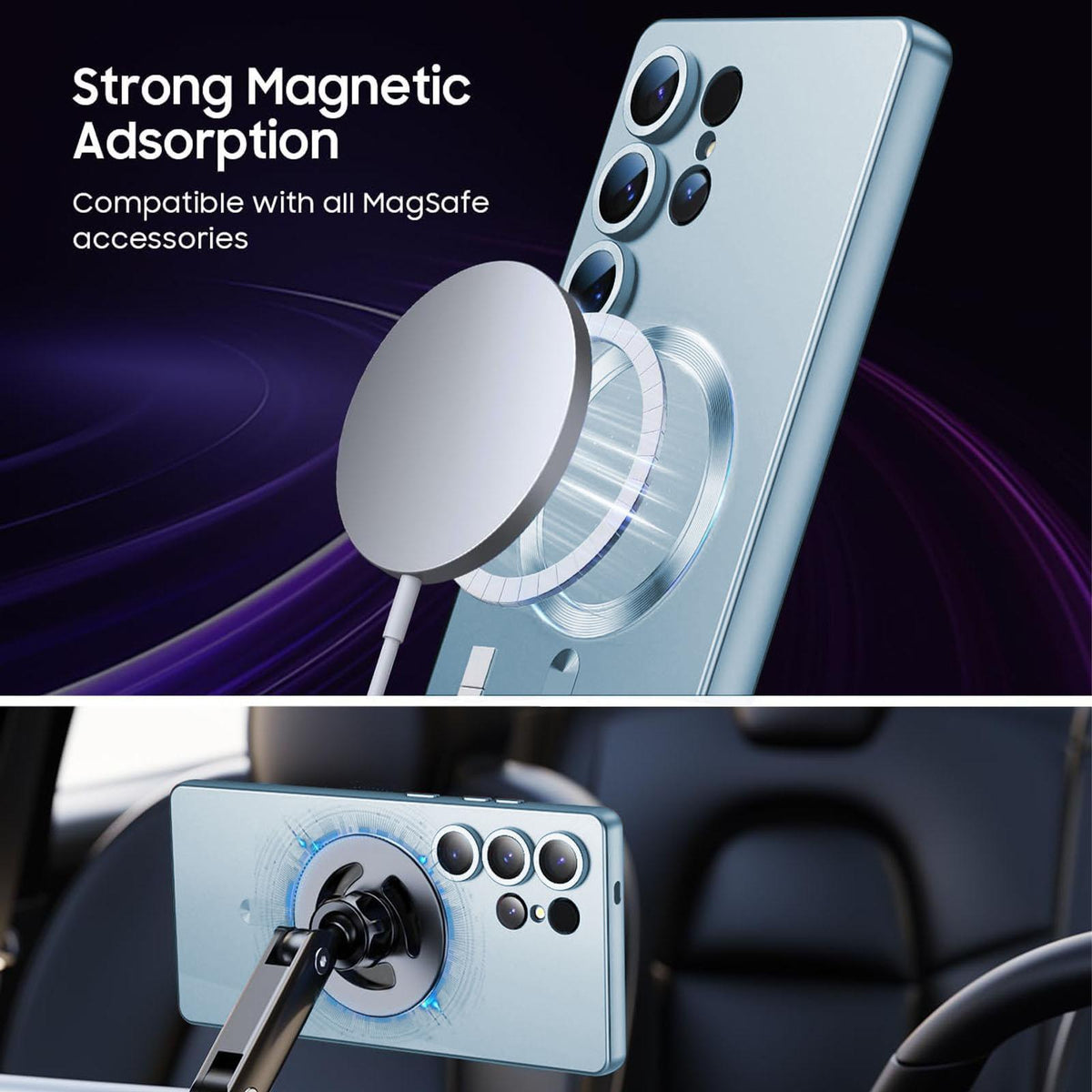 For Galaxy S25 Ultra 5G Ultra thin Metallic TPU MagSafe Phone Case with Lens Film - Sierra Blue - SYA003492718D