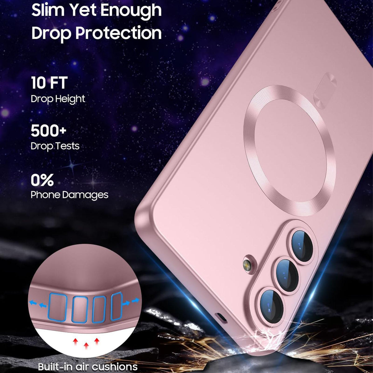 For Galaxy S24 FE 5G Ultra thin Metallic TPU MagSafe Phone Case with Lens Film - Pink - SYA003492719A
