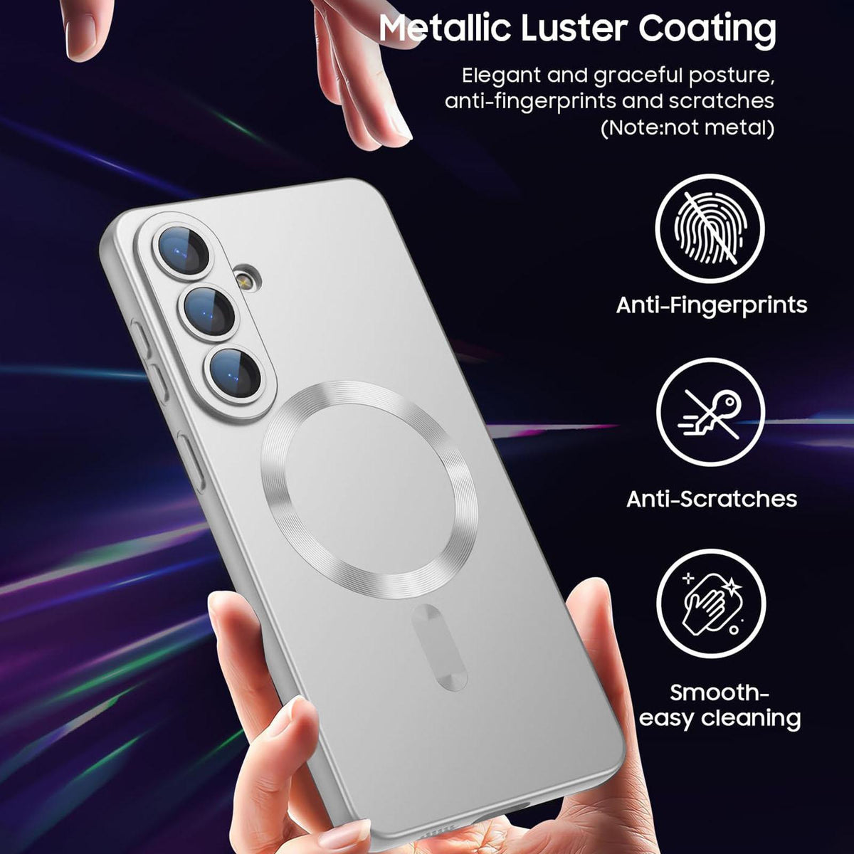 For Galaxy S24 FE 5G Ultra thin Metallic TPU MagSafe Phone Case with Lens Film - Silver - SYA003492719C