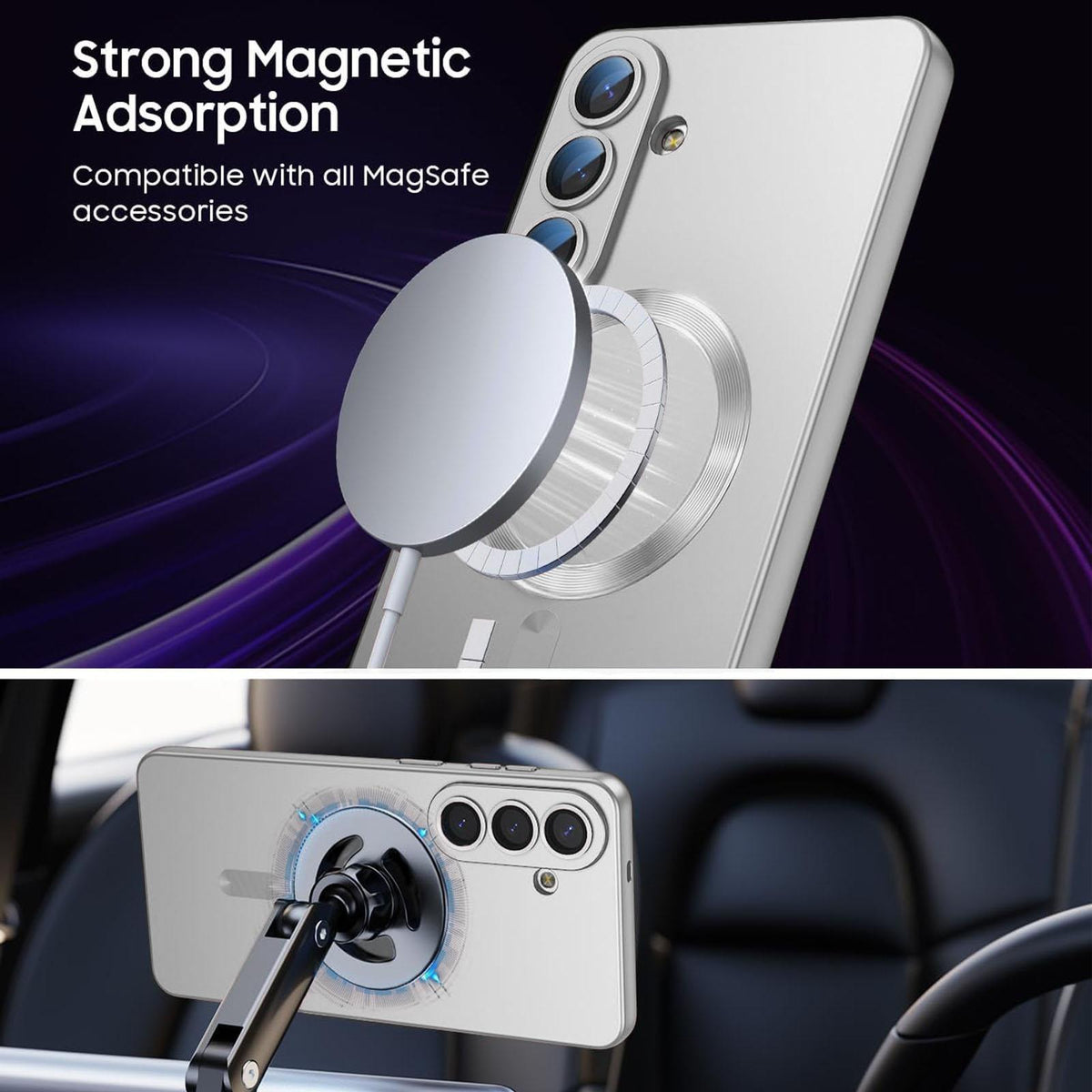 For Galaxy S24 FE 5G Ultra thin Metallic TPU MagSafe Phone Case with Lens Film - Silver - SYA003492719C