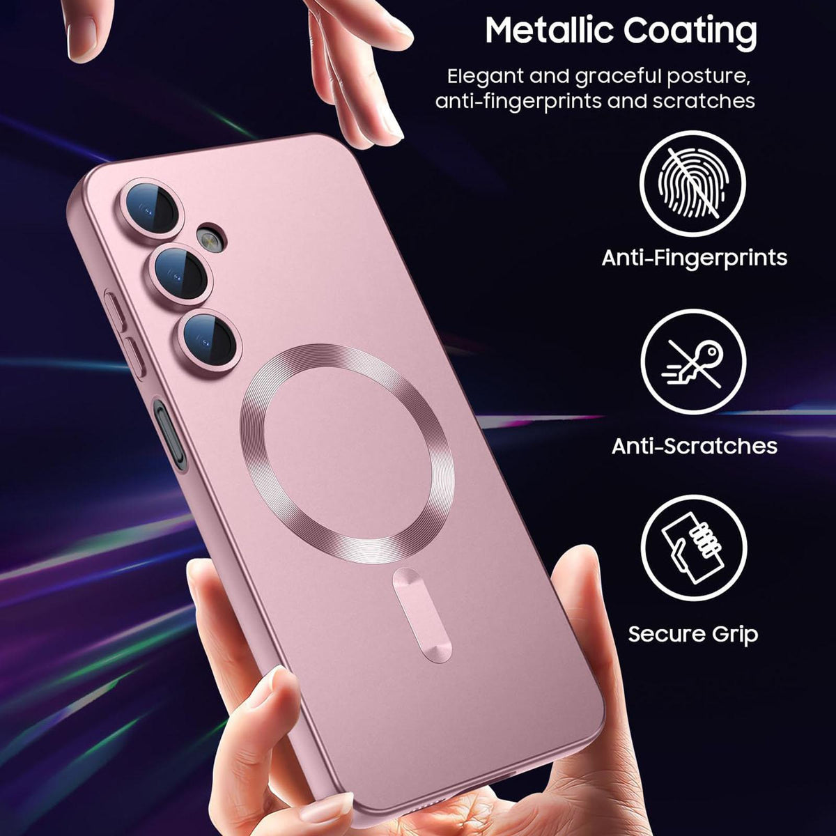 For Galaxy A15 5G Ultra thin Metallic TPU MagSafe Phone Case with Lens Film - Pink - SYA003492720A