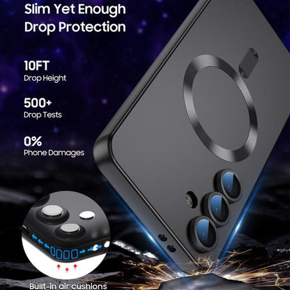 For Galaxy A15 5G Ultra thin Metallic TPU MagSafe Phone Case with Lens Film - Black - SYA003492720B