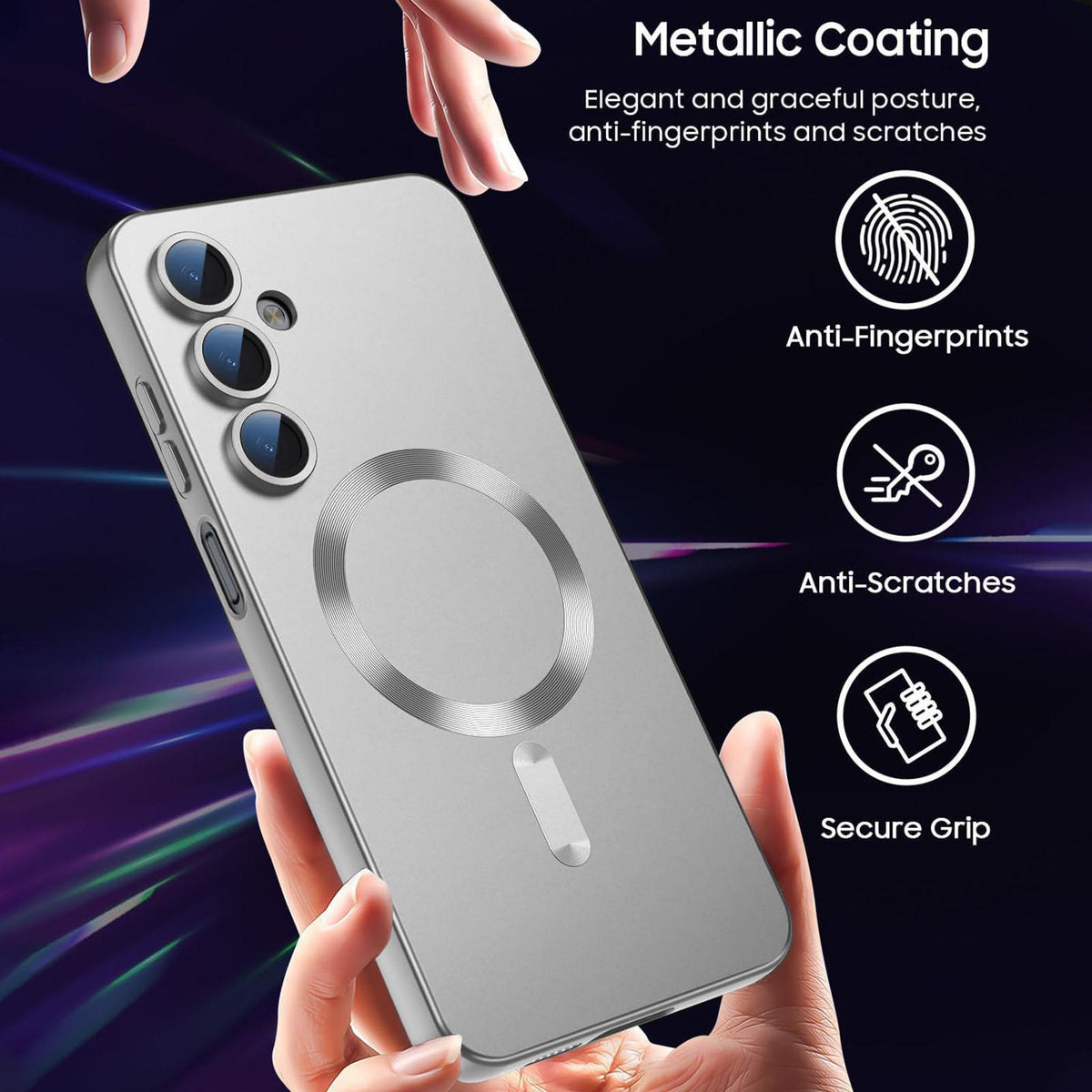 For Galaxy A15 5G Ultra thin Metallic TPU MagSafe Phone Case with Lens Film - Silver - SYA003492720C