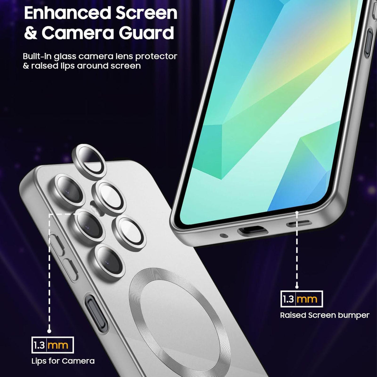 For Galaxy A15 5G Ultra thin Metallic TPU MagSafe Phone Case with Lens Film - Silver - SYA003492720C