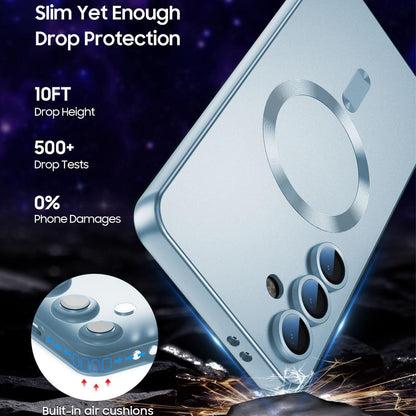 For Galaxy A15 5G Ultra thin Metallic TPU MagSafe Phone Case with Lens Film - Sierra Blue - SYA003492720D