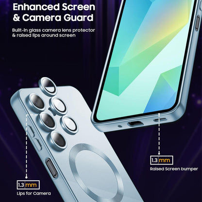 For Galaxy A15 5G Ultra thin Metallic TPU MagSafe Phone Case with Lens Film - Sierra Blue - SYA003492720D