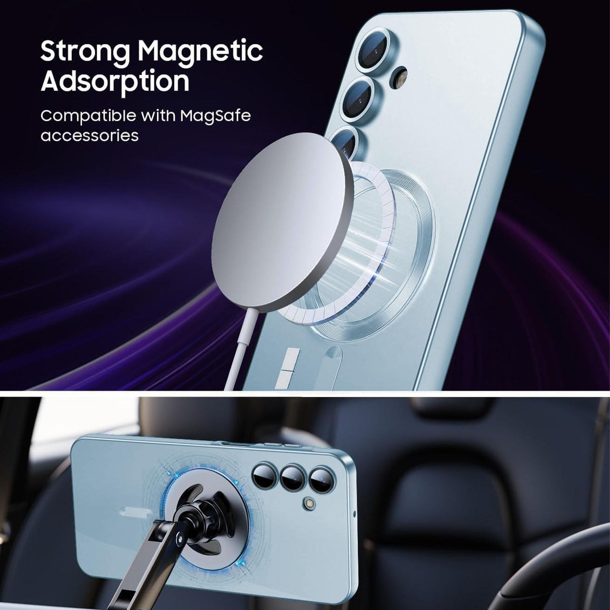 For Galaxy A15 5G Ultra thin Metallic TPU MagSafe Phone Case with Lens Film - Sierra Blue - SYA003492720D