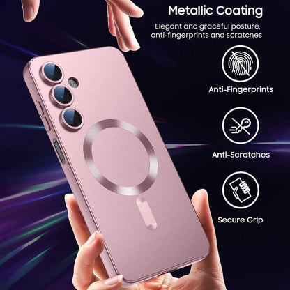 For Galaxy A55 5G Ultra thin Metallic TPU MagSafe Phone Case with Lens Film - Pink - SYA003492721A