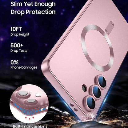 For Galaxy A55 5G Ultra thin Metallic TPU MagSafe Phone Case with Lens Film - Pink - SYA003492721A