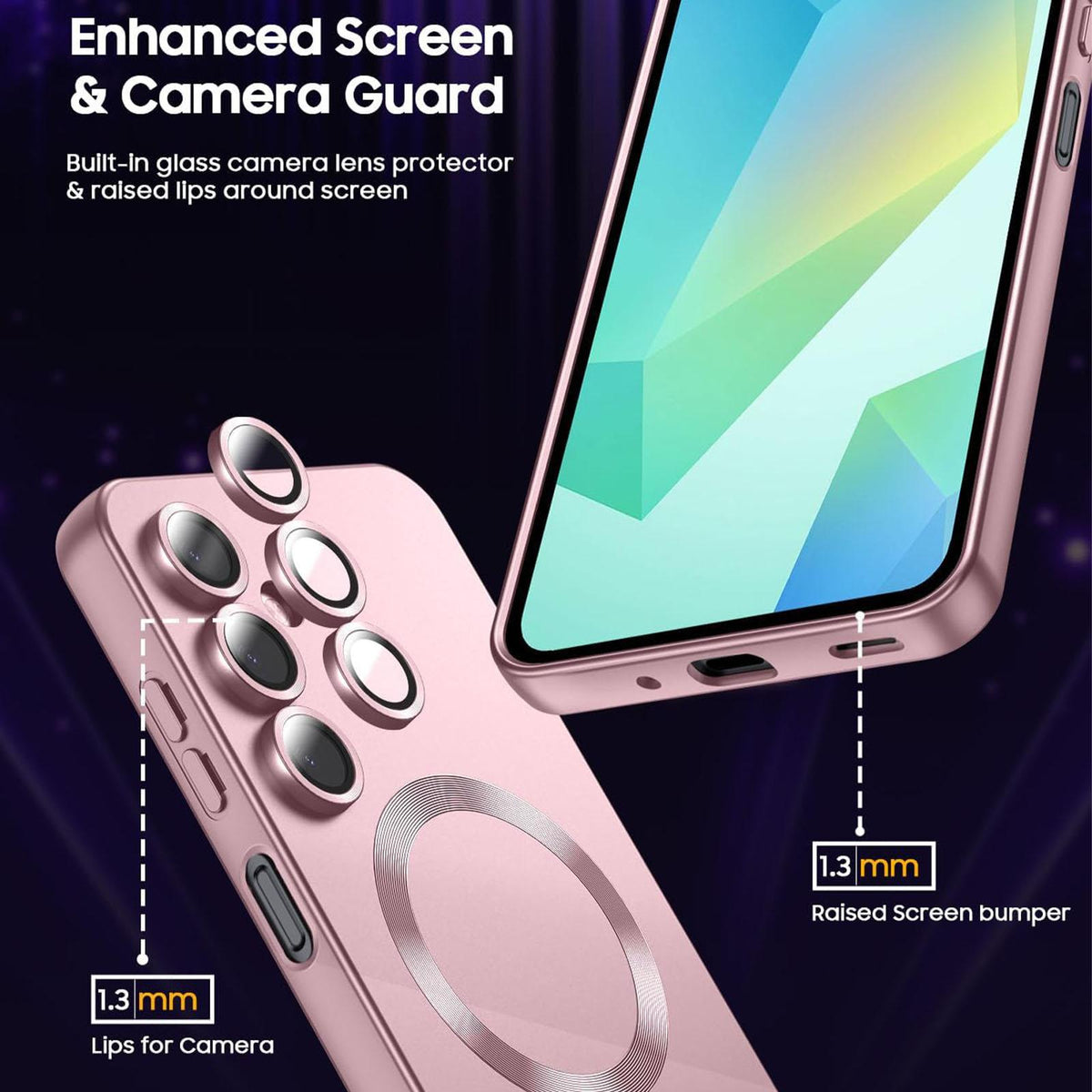 For Galaxy A55 5G Ultra thin Metallic TPU MagSafe Phone Case with Lens Film - Pink - SYA003492721A