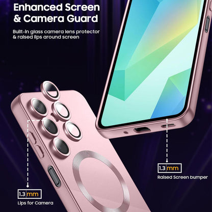 For Galaxy A55 5G Ultra thin Metallic TPU MagSafe Phone Case with Lens Film - Pink - SYA003492721A