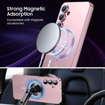 For Galaxy A55 5G Ultra thin Metallic TPU MagSafe Phone Case with Lens Film - Pink - SYA003492721A