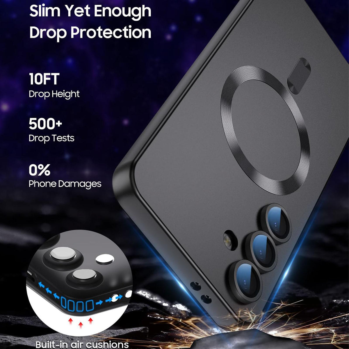 For Galaxy A55 5G Ultra thin Metallic TPU MagSafe Phone Case with Lens Film - Black - SYA003492721B