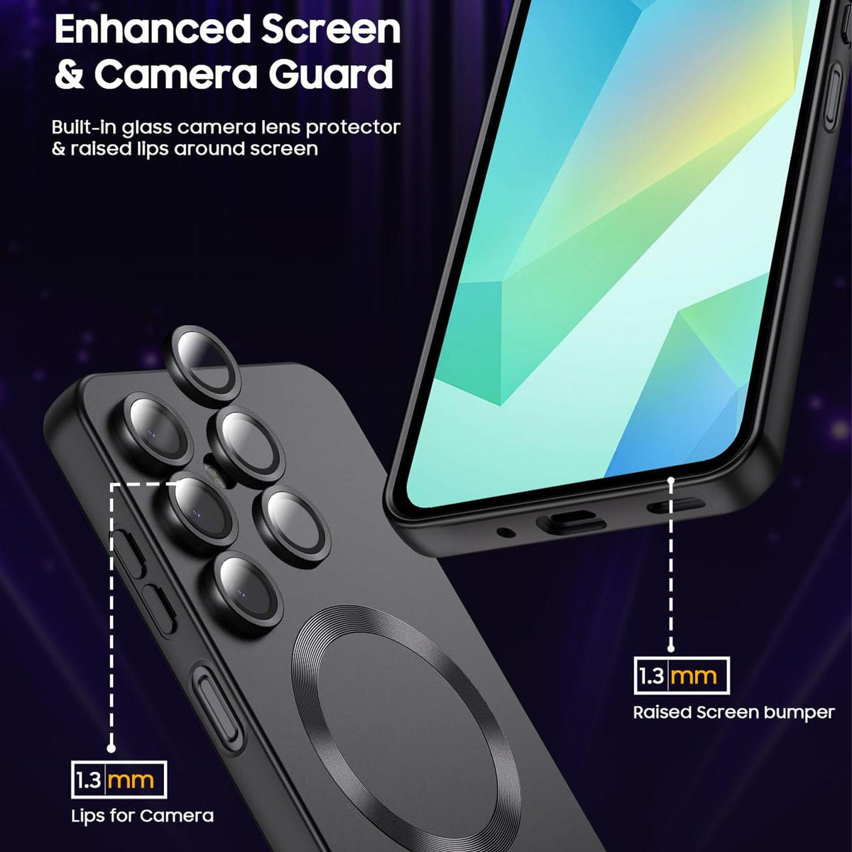 For Galaxy A55 5G Ultra thin Metallic TPU MagSafe Phone Case with Lens Film - Black - SYA003492721B