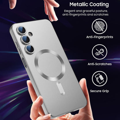 For Galaxy A55 5G Ultra thin Metallic TPU MagSafe Phone Case with Lens Film - Silver - SYA003492721C