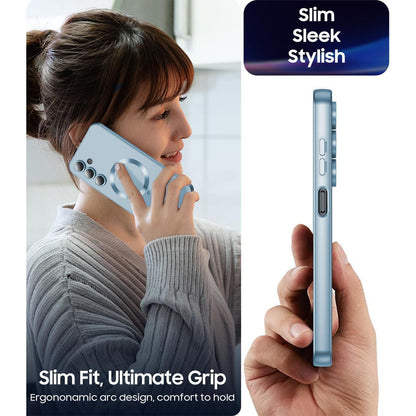 For Galaxy A55 5G Ultra thin Metallic TPU MagSafe Phone Case with Lens Film - Sierra Blue - SYA003492721D