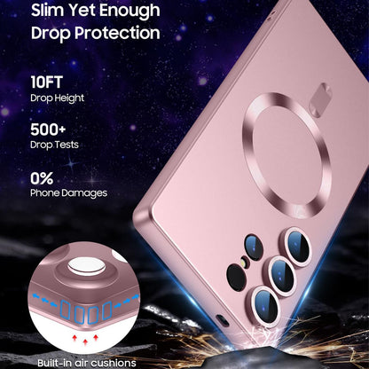 For Galaxy S24 Ultra 5G Ultra thin Metallic TPU MagSafe Phone Case with Lens Film - Pink - SYA003492723A