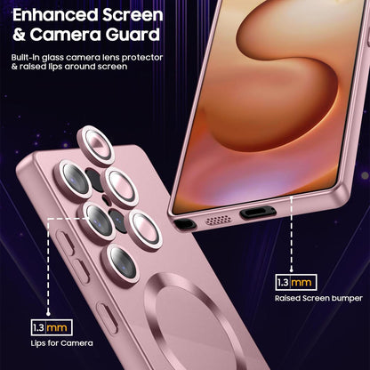 For Galaxy S24 Ultra 5G Ultra thin Metallic TPU MagSafe Phone Case with Lens Film - Pink - SYA003492723A
