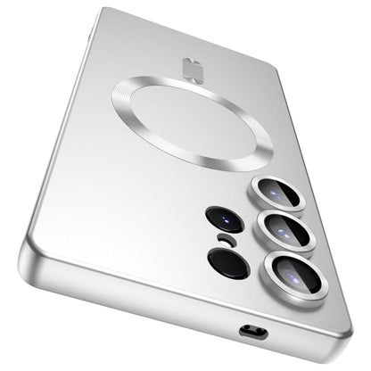 For Galaxy S24 Ultra 5G Ultra thin Metallic TPU MagSafe Phone Case with Lens Film - Silver - SYA003492723C