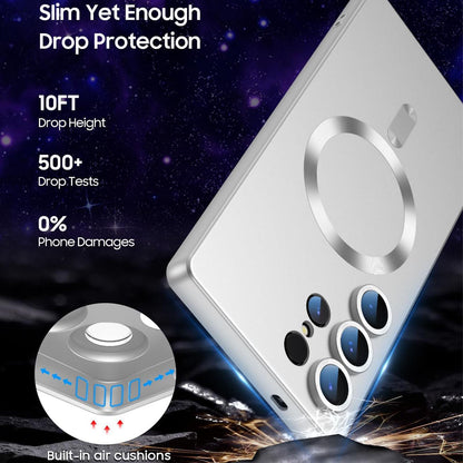 For Galaxy S24 Ultra 5G Ultra thin Metallic TPU MagSafe Phone Case with Lens Film - Silver - SYA003492723C