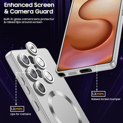 For Galaxy S24 Ultra 5G Ultra thin Metallic TPU MagSafe Phone Case with Lens Film - Silver - SYA003492723C