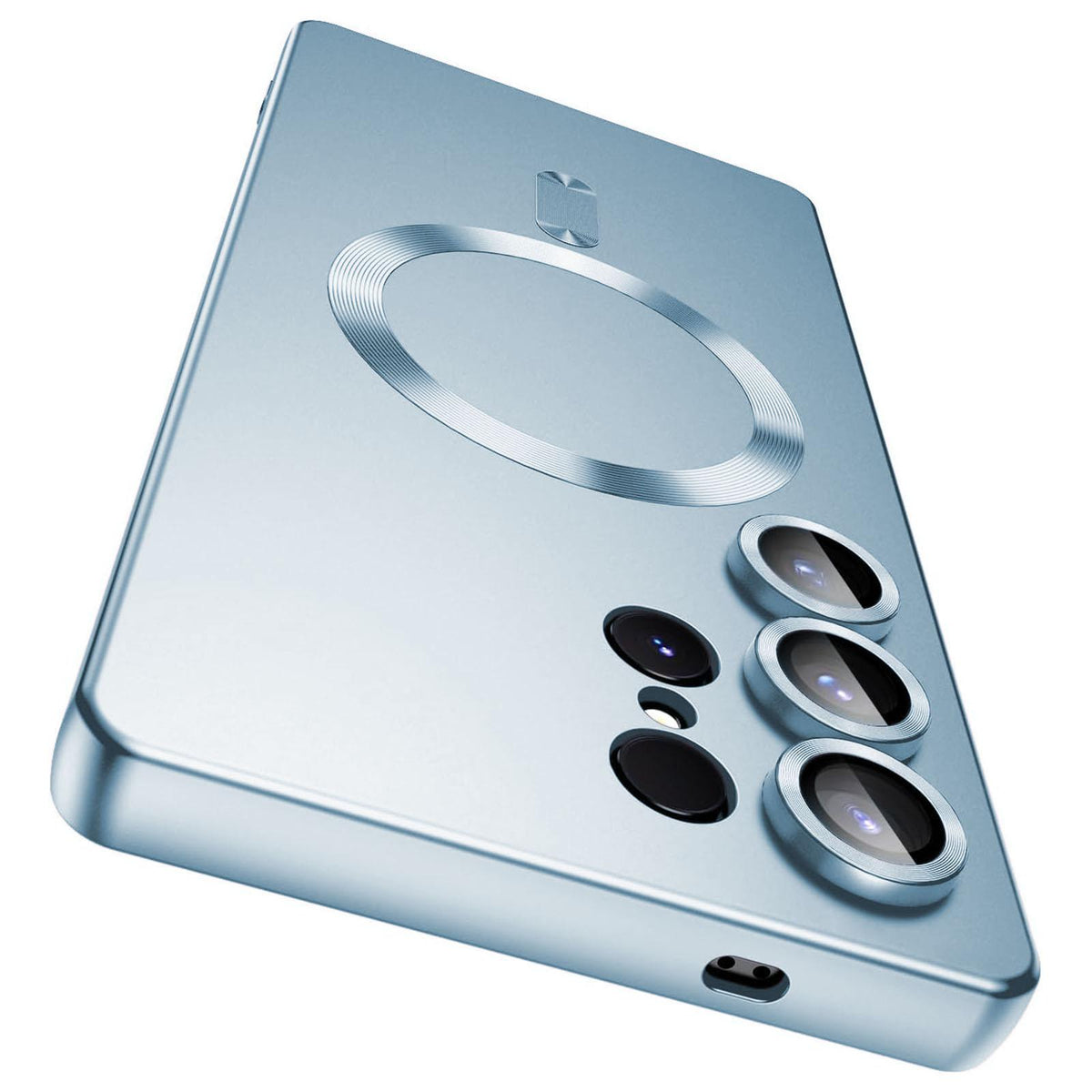 For Galaxy S24 Ultra 5G Ultra thin Metallic TPU MagSafe Phone Case with Lens Film - Sierra Blue - SYA003492723D