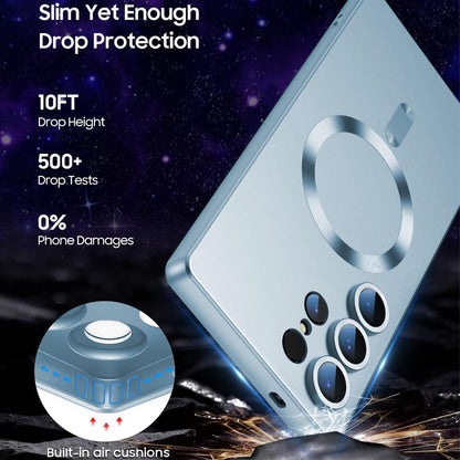 For Galaxy S24 Ultra 5G Ultra thin Metallic TPU MagSafe Phone Case with Lens Film - Sierra Blue - SYA003492723D