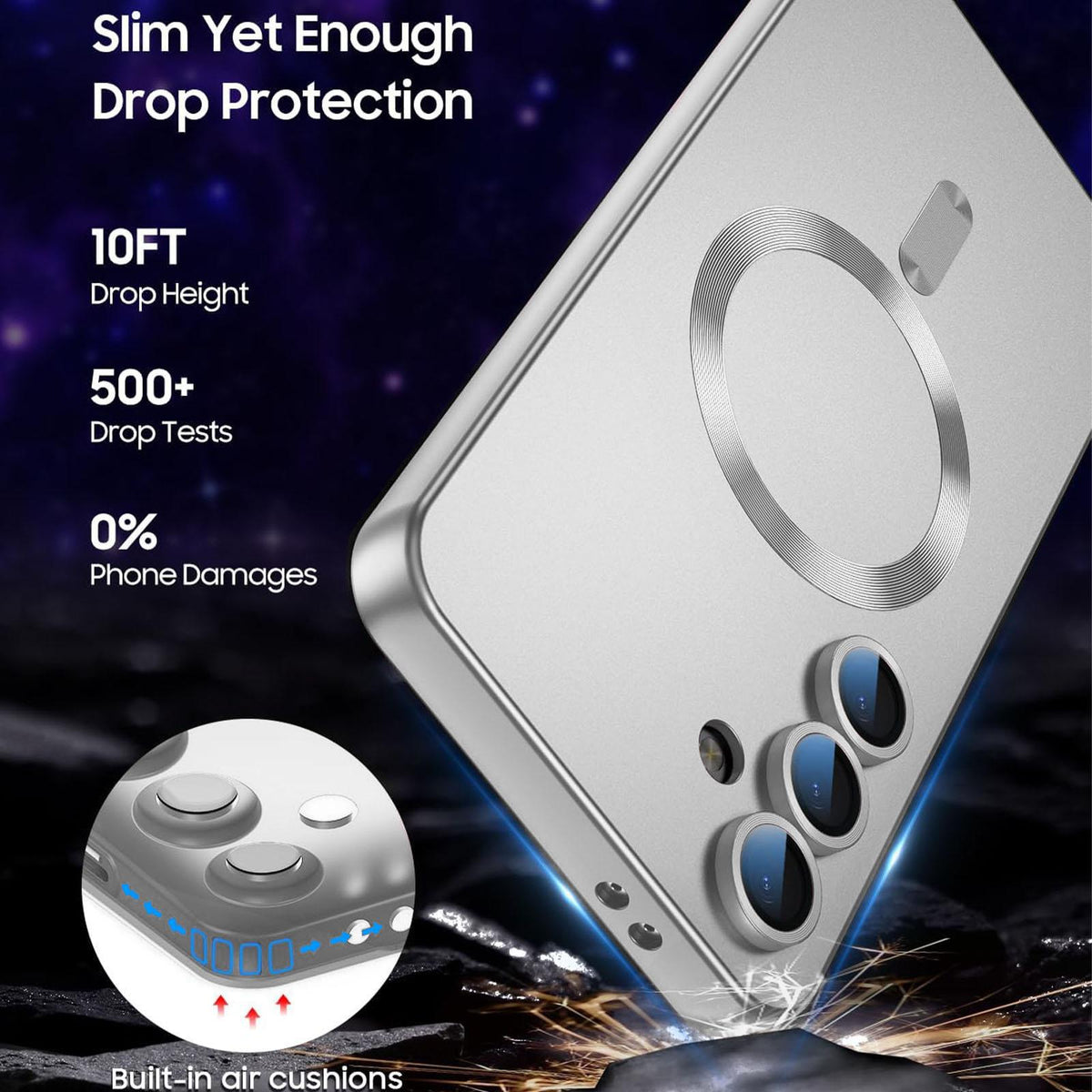 For Galaxy A25 5G Ultra thin Metallic TPU MagSafe Phone Case with Lens Film - Silver - SYA003492726C