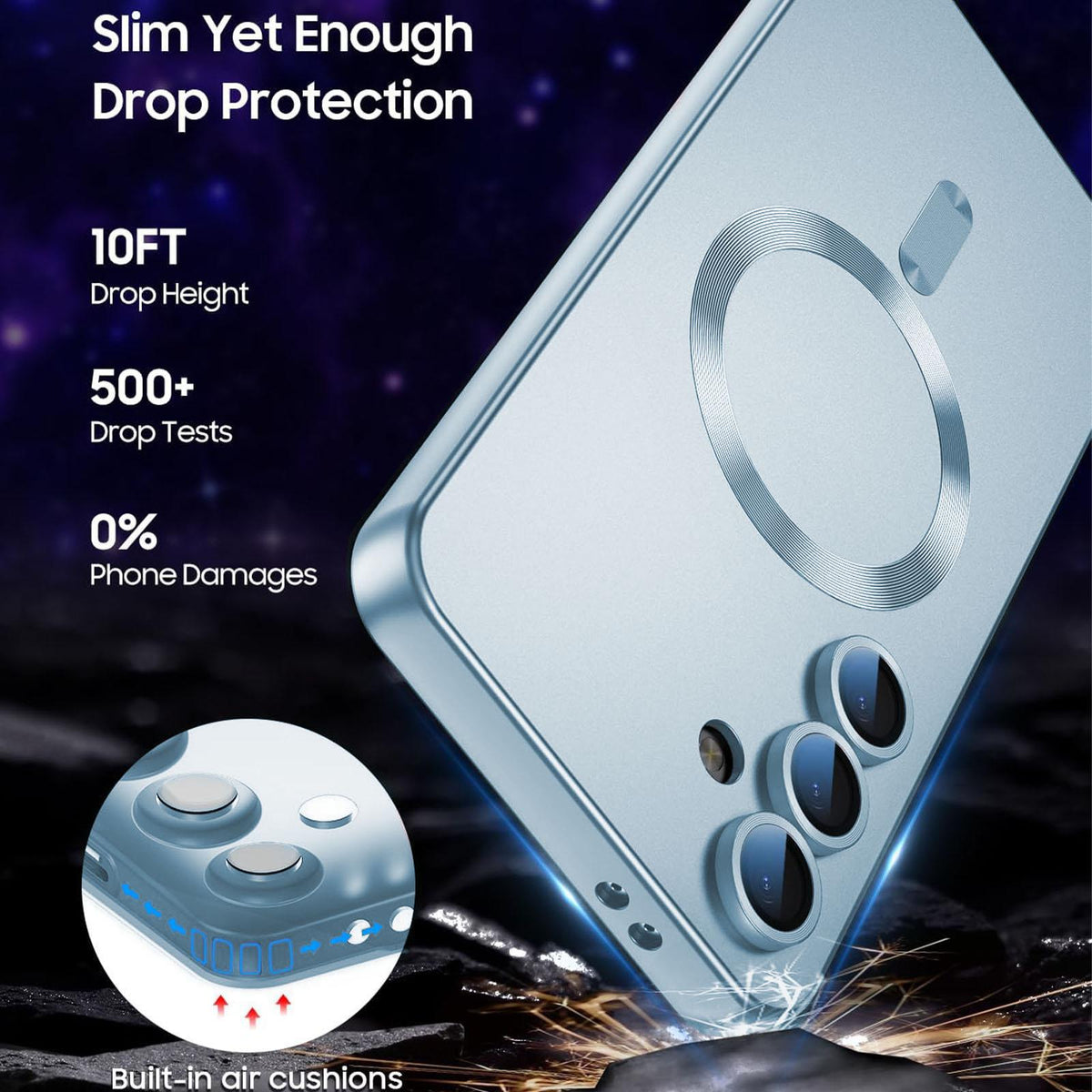For Galaxy A25 5G Ultra thin Metallic TPU MagSafe Phone Case with Lens Film - Sierra Blue - SYA003492726D