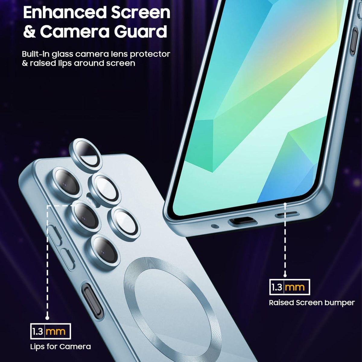 For Galaxy A25 5G Ultra thin Metallic TPU MagSafe Phone Case with Lens Film - Sierra Blue - SYA003492726D