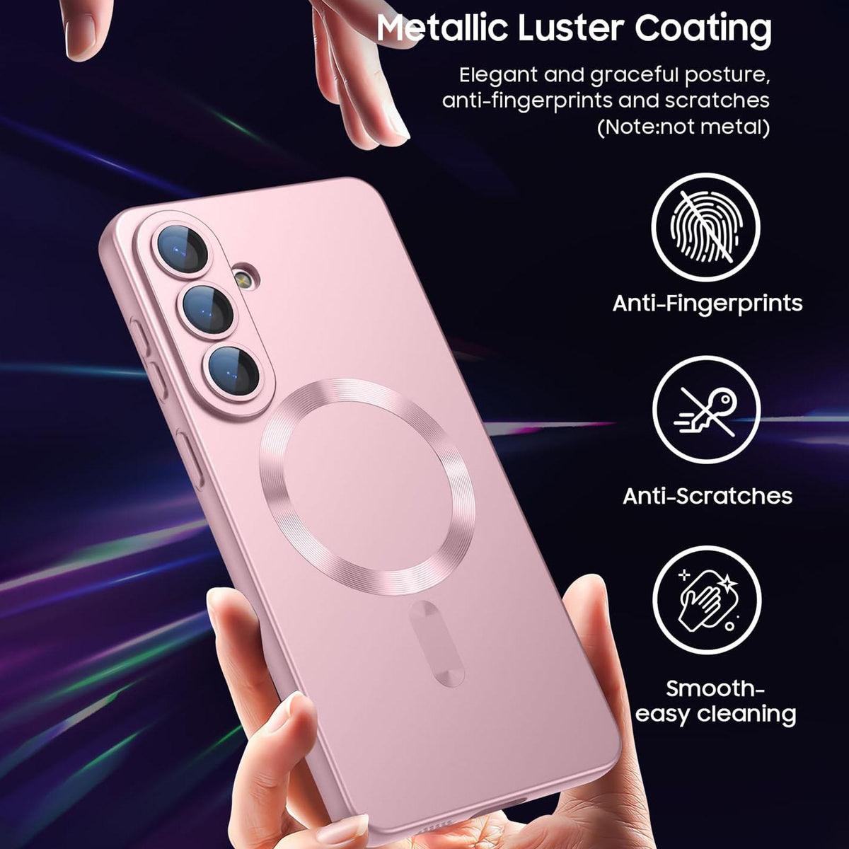 For Galaxy S23 FE 5G Ultra thin Metallic TPU MagSafe Phone Case with Lens Film - Pink - SYA003492727A